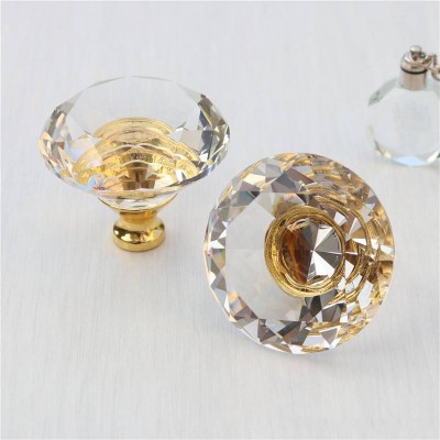 Chinese Factory Crystal Glass Door Handle Wholesale Decorative Crystal Glass Door Handles Knobs With Diamond
